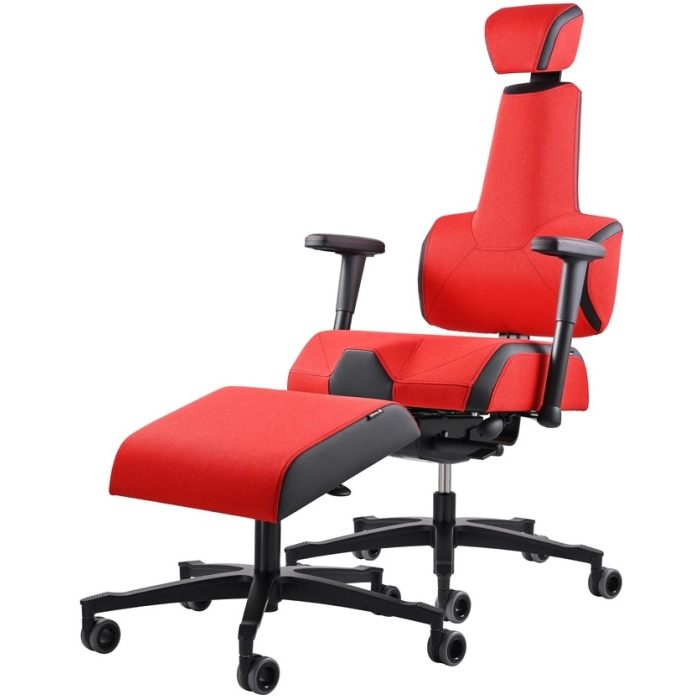 AKČNÍ SET Herní židle E+Gamer Red&Black HX56/KX99 s podnožkou