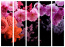 Paraván fialovorůžové květy na černé 5ti dílný