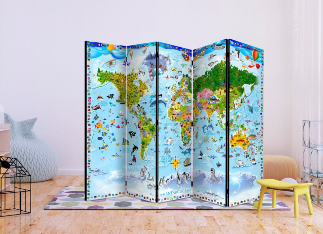 Paraván mapa světa pro děti 5ti dílný