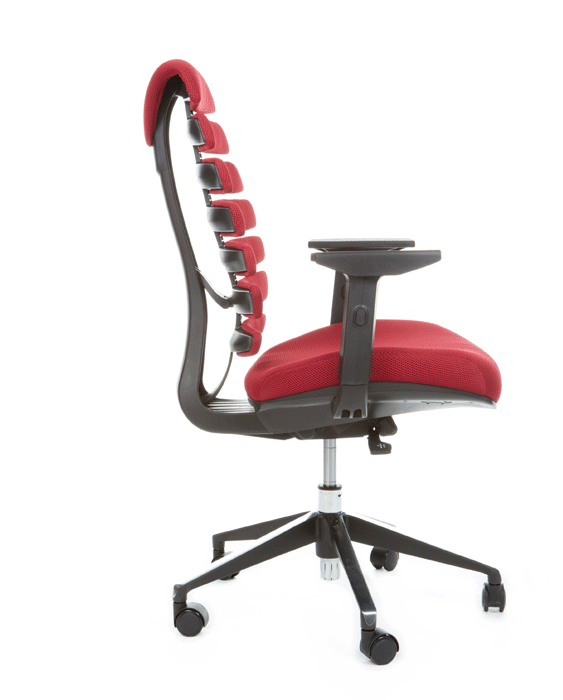 kancelářská židle FISH BONES černý plast, červená látka 26-68