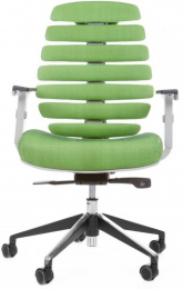 židle FISH BONES šedý plast, zelená látka SH06