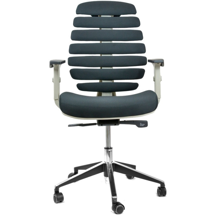 kancelářská židle FISH BONES šedý plast, černá látka 26-60