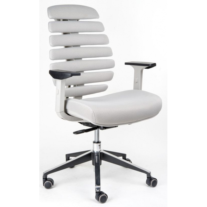 kancelářská židle FISH BONES šedý plast, světlá látka FX2054-05