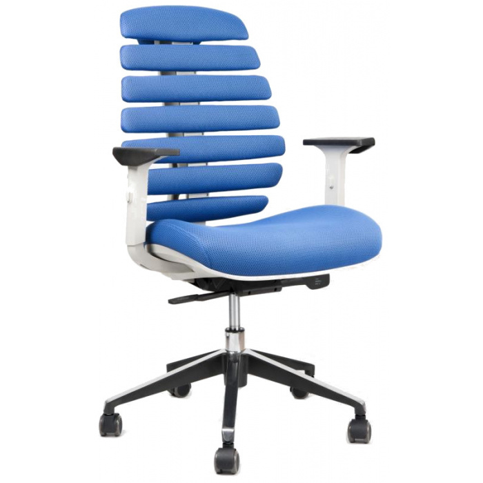 kancelářská židle FISH BONES šedý plast,modrá látka MESH TW10