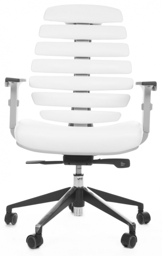 židle FISH BONES šedý plast,bílá koženka, sleva č. A1079.sek gallery main image