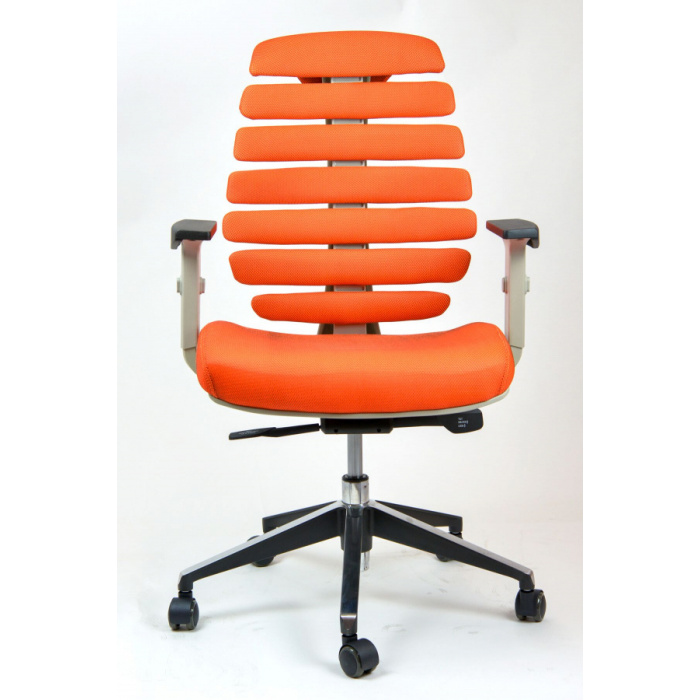 židle FISH BONES šedý plast,oranžová látka SH05, č. AOJ025