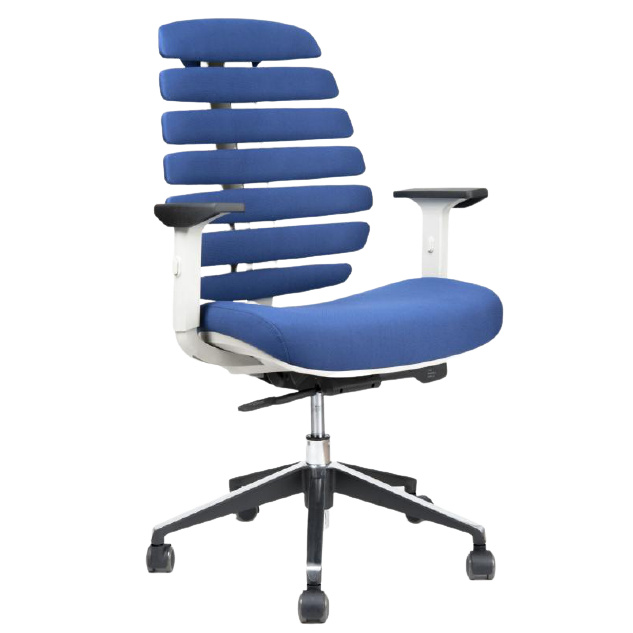 kancelářská židle FISH BONES šedý plast,modrá látka 26-67 č.AOJ808S