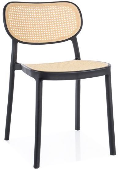 Jídelní židle BALI černá / efekt ratanu gallery main image